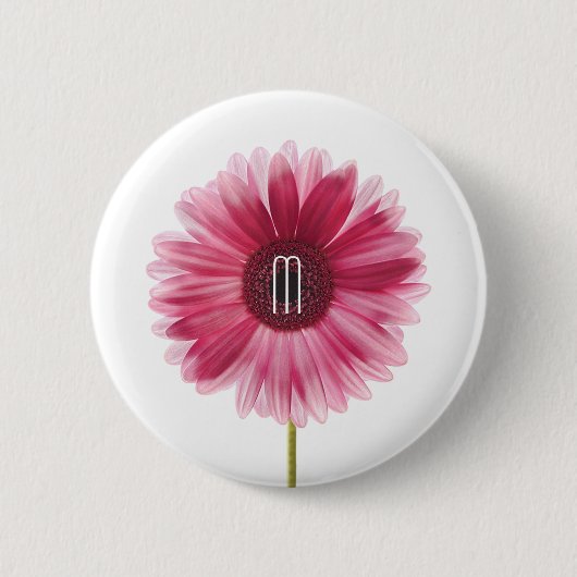 Modern Pink Floral Gerbera Daisy Button (Voorkant)