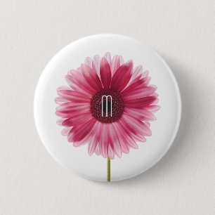 Modern Pink Floral Gerbera Daisy Button