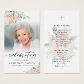 Modern Pink Floral God's Garden Prayer Card Visitekaartje (Voorkant /achterkant)