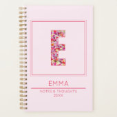 Modern Pink Floral Monogram Weekly Letter E Planner (Voorkant)