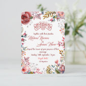 Modern Pink Floral Muslim Wedding Invitation Kaart (Staand voorkant)