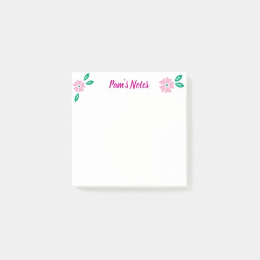 Modern Pink Floral Post-it® Notes (Voorkant)