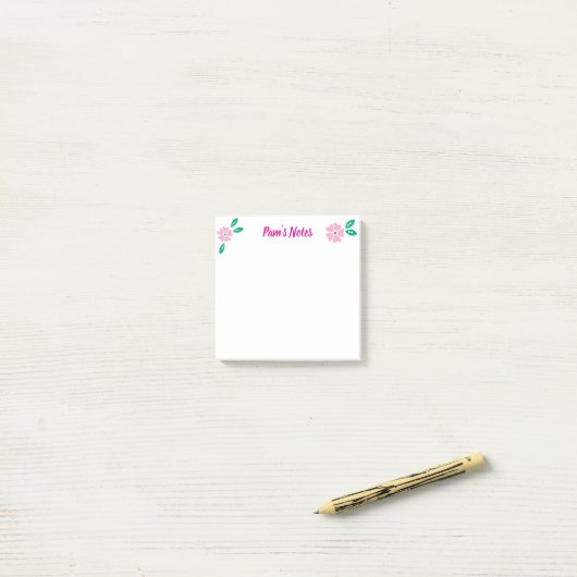 Modern Pink Floral Post-it® Notes (Op bureau)