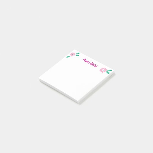 Modern Pink Floral Post-it® Notes (Schuin)