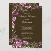 Modern Pink Floral Spring Baby shower Uitnodiging (Voorkant / Achterkant)