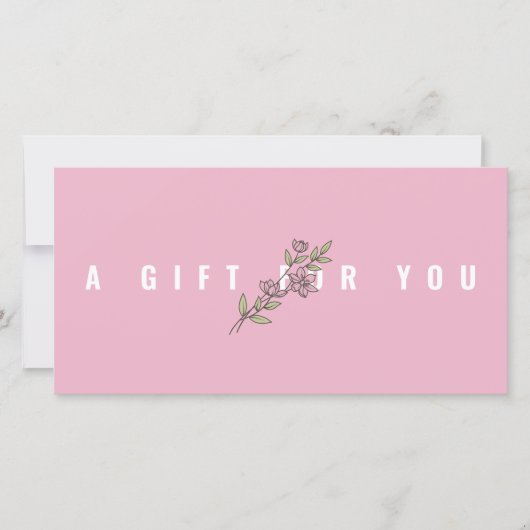 Modern Pink Floral Toevoegen Logo Cadeaubon (Voorkant)