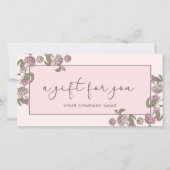 Modern Pink Floral Toevoegen Logo Cadeaubon (Voorkant)