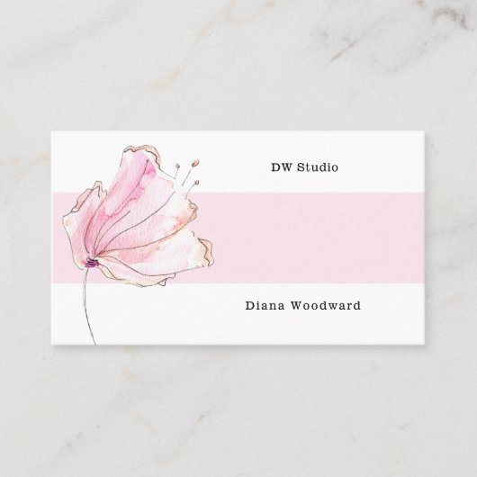 Modern Pink Floral Visitekaartje (Voorkant)