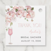 Modern Pink Floral Vrijgezellenfeest Hartelijk dan Bedankjes Labels (Achterkant)