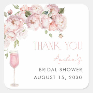 Modern Pink Floral Vrijgezellenfeest Hartelijk dan Vierkante Sticker