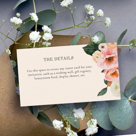 Modern Pink Floral Vrijgezellenfeest Informatiekaartje