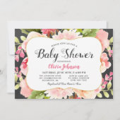 Modern Pink Floral Waterverf Girl Baby shower Kaart (Voorkant)
