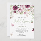 Modern Pink Floral Waterverf Vrijgezellenfeest Kaart (Voorkant)