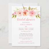 Modern Pink Floral Waterverf Vrijgezellenfeest Kaart (Voorkant)