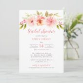 Modern Pink Floral Waterverf Vrijgezellenfeest Kaart (Staand voorkant)