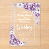 Modern Pink Floral Wedding Acryl Uitnodigingen (Voorkant)