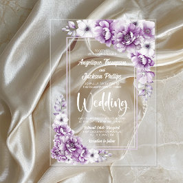 Modern Pink Floral Wedding Acryl Uitnodigingen