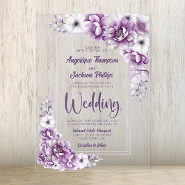 Modern Pink Floral Wedding Acryl Uitnodigingen