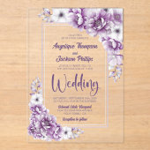Modern Pink Floral Wedding Acryl Uitnodigingen (Voorkant)