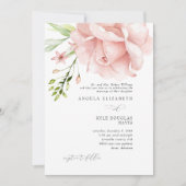 Modern Pink Floral Wedding Invitation Kaart (Voorkant)
