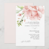 Modern Pink Floral Wedding Invitation Kaart (Voorkant / Achterkant)