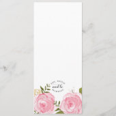 Modern Pink Floral Wedding Menu (Achterkant)