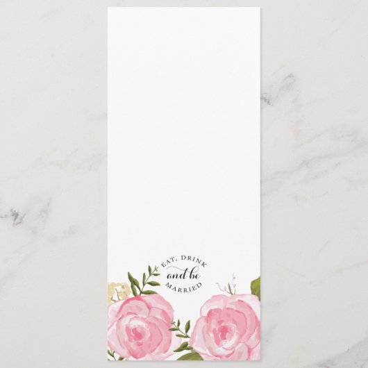 Modern  Pink Floral Wedding Menu (Achterkant)