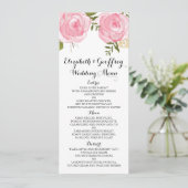 Modern Pink Floral Wedding Menu (Staand voorkant)