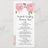 Modern Pink Floral Wedding Menu (Voorkant / Achterkant)