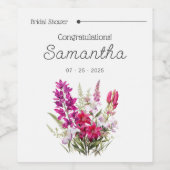 Modern Pink Floral Wijn Etiket (Enkel label)