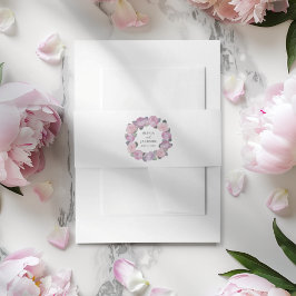 Modern Pink Floral Wreath Wedding Uitnodigingen Wikkel