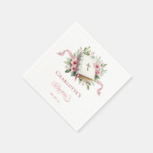 Modern Pink Flower Baptism Paper Napkin Servet (Hoek)