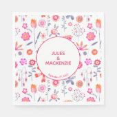 Modern Pink Flower Garden Boho Servet (Voorkant)