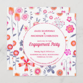 Modern Pink Flower Garden Boho Verloving Kaart (Voorkant / Achterkant)