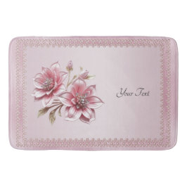 Modern Pink Flowers Bath Mat