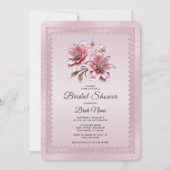 Modern Pink Flowers Bridal Shower Invitation Kaart (Voorkant)
