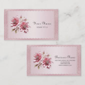 Modern Pink Flowers Business Card Visitekaartje (Voorkant / Achterkant)