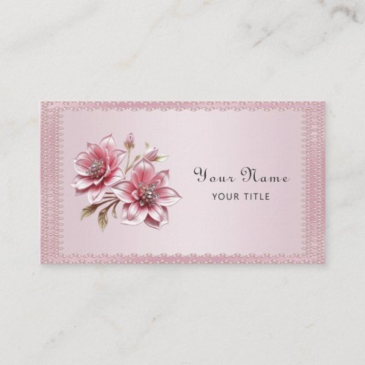 Modern Pink Flowers Business Card Visitekaartje (Voorkant)