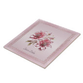 Modern Pink Flowers Ceramic Tile Tegeltje (Zijkant)
