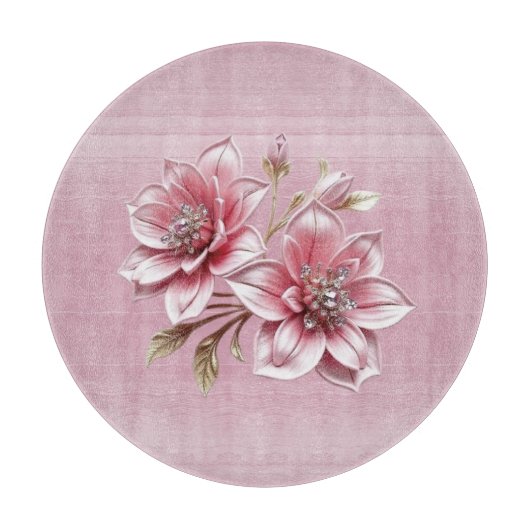 Modern Pink Flowers Cutting Board Snijplank (Voorkant)