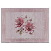 Modern Pink Flowers Cutting Board Snijplank (Voorkant)