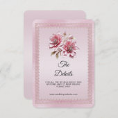 Modern Pink Flowers Detail Enclosure Card Informatiekaartje (Voorkant / Achterkant)