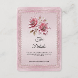 Modern Pink Flowers Detail Enclosure Card Informatiekaartje
