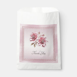 Modern Pink Flowers Favor Bag Bedankzakje