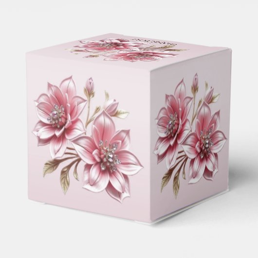 Modern Pink Flowers Favor Box Bedankdoosjes (Achterkant)