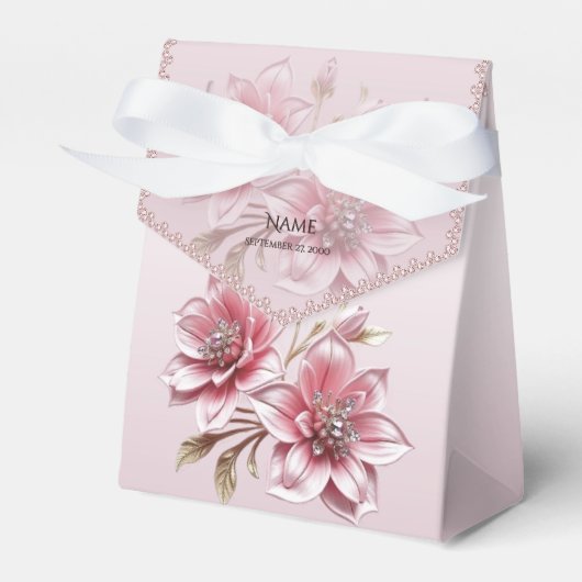 Modern Pink Flowers Favor Box Bedankdoosjes (Voorkant Zijde)