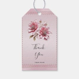 Modern Pink Flowers Gift Tag Cadeaulabel