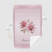 Modern Pink Flowers Golf Towel Golfhanddoek (Insitu)