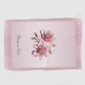 Modern Pink Flowers Golf Towel Golfhanddoek (Horizontaal)