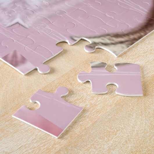 Modern Pink Flowers Jigsaw Puzzle Legpuzzel (Zijkant)